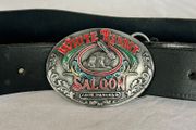 Vintage Jack Daniel's White Rabbit Saloon Belt Buckle + Leather Belt - 1970s