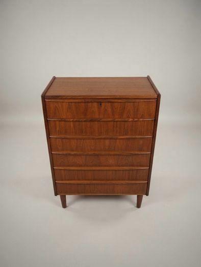 Danish Mid Century Teak Six Drawer Tallboy