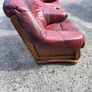 Two large wooden and leather armchairs Image 7