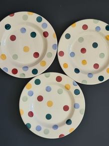 Set of 3 Emma Bridgewater Polka Dot Side Plates 17cm Vintage: two 2006, one 2007