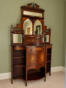 Antique Victorian Sheraton Serpentine display wine cabinet