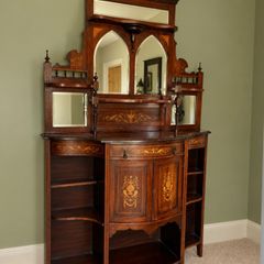 Antique Victorian Sheraton Serpentine display wine cabinet