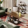 Coffee Table with Storage Industrial 3 Tier Center Living Room Table Farmhouse Wooden Rectangle Cocktail Tea Table for Office Bedroom Elegant Round Metal Frame (Rustic Brown) Image 4