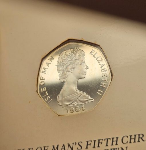 Isle of Man 1984 Silver Proof Christmas 50p Coin in Original Folder