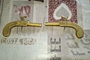 Beautiful Old Pair of Brass Deranger Pistols for Wall Display, Postage Available