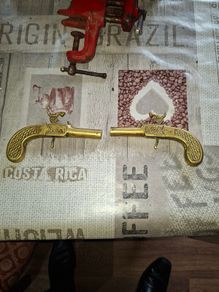 Beautiful Old Pair of Brass Deranger Pistols for Wall Display, Postage Available