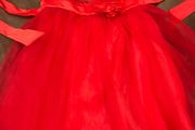 Red sequins and tulle dress