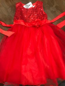 Red sequins and tulle dress