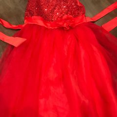 Red sequins and tulle dress