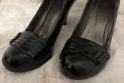 J.R. Collection black patent court shoes