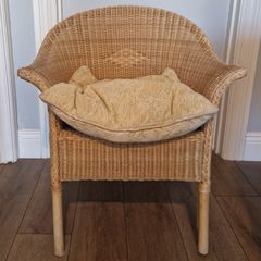 Armchair Rattan Wicker Cane with Seat Cushion