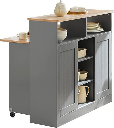 kitchen cabinet Storage Sideboard Kitchen  Island  Cabinet Kitchen Island Multi-storage Kitchen Cabinet with Sliding Doors and Extendable Worktop