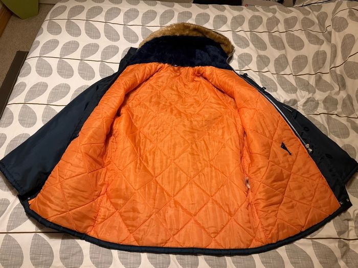 Vintage Mod Snorkel Parka Jacket - Heavy Duty Navy / Orange Quilted Lining (Made in England)