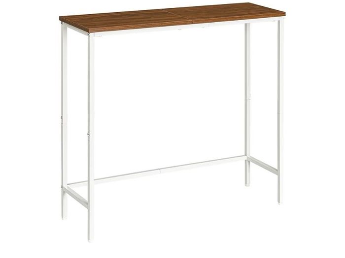 Slim Console Table for Hallway, Metal Frame, Compact Display Table, Sofa Table for Small Spaces, Entryway, Living Room, Sturdy, White and Walnut