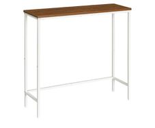 Slim Console Table for Hallway, Metal Frame, Compact Display Table, Sofa Table for Small Spaces, Entryway, Living Room, Sturdy, White and Walnut