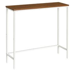 Slim Console Table for Hallway, Metal Frame, Compact Display Table, Sofa Table for Small Spaces, Entryway, Living Room, Sturdy, White and Walnut