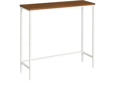 Slim Console Table for Hallway, Metal Frame, Compact Display Table, Sofa Table for Small Spaces, Entryway, Living Room, Sturdy, White and Walnut