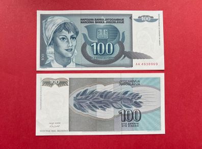 Yugoslavia  100  Dinara  1992  PICK 112 .( Uncirculated ) Pick  119a.