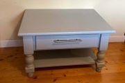 Blue Wooden Coffee Table with Storage Drawer &amp; Lower Shelf