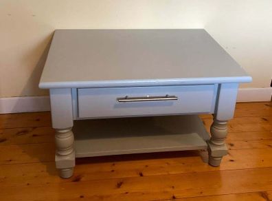 Blue Wooden Coffee Table with Storage Drawer & Lower Shelf