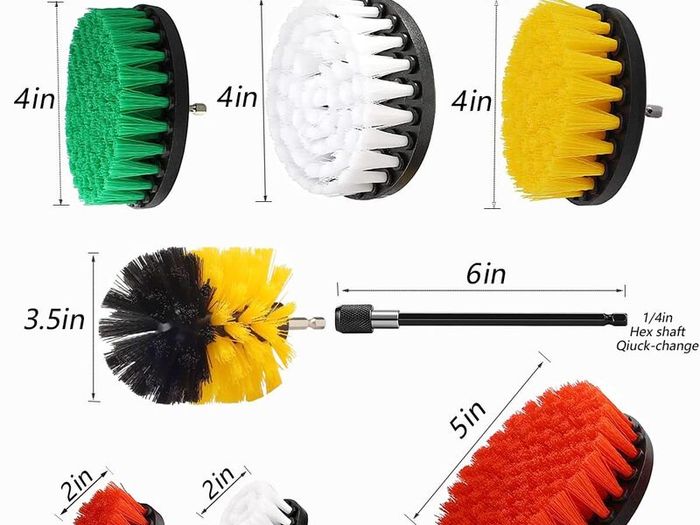 20Pcs Drill Brush Attachment Set, Drill Brush for Cleaning, Power Scrubber Attachment Kit for Cleaning Kitchen, Bathroom, Sink, Tub, Floor/Wall Tile, Grill, Car Wheel All Surfaces, Fits Most Drills