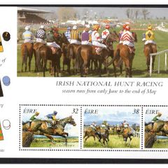 1996 Ireland Irish Horse Racing Commemorative Stamps Booklet Pane Mint Never Hinged (MNH). Hibernian HP87.