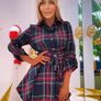 Shirt dress with a tartan collar Image 3