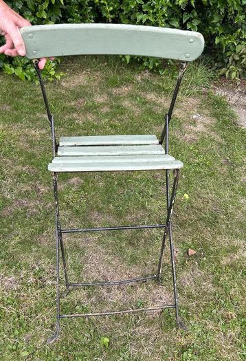 Pair of 1930s Vintage Green Folding Garden Chairs