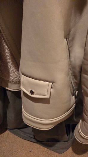 Zara Mens Cream Biker Jacket