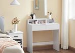 Dressing Table with Rectangular Mirror and 2 Drawers Cosmetic Table with 3 Open Compartments Dressing Table for Makeup Modern