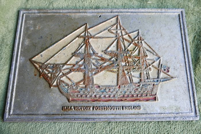 HMS Victory , Portsmouth , Vintage aluminum plate 10" x 6,5"