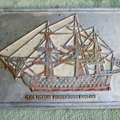 HMS Victory , Portsmouth , Vintage aluminum plate 10" x 6,5"