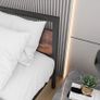 King Size Bed Frame with Wood Headboard,Heavy Duty Metal Platform Image 3