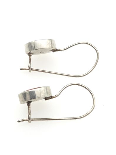 Vintage 925 Sterling Silver & Red Coral Gemstone Earrings