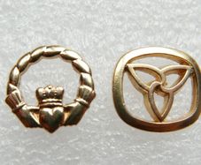 Vintage Vintage Claddagh Pin and Celtic Trinity Knot Gold-tone Pin