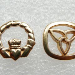 Vintage Vintage Claddagh Pin and Celtic Trinity Knot Gold-tone Pin