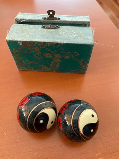 Vintage Chinese Baoding Balls / Meditation Chime Balls with Box