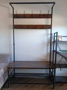 3-in-1 entryway coat rack, shoe storage bench + hanger
