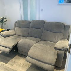3 seater grey couch electric recliner in great condition