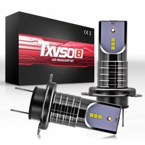 2 Pcs H7 Headlight Kit 90W Car 5050 CSP LED Lamp 20000LM 6000K White Car