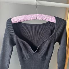 Black Ribbed Knit Elegant Dress Size S-M