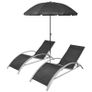 Sun Loungers with Umbrella Aluminium Black Image 4