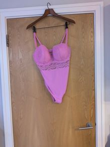 Dunne Stores Pink Soda Luna Lace Bodysuit.  Size - 38DD.   B.N.W.T