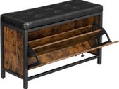 _Shoe Bench Padded Shoe Organiser with Flap Shoe Cabinet for 6 Pairs of Shoes Steel Frame Industrial Design Vintage Brown/Black