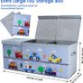 Extra Large Kids Toy Storage Box with Lid,Foldable Oxford Toy Storage Organizer Box for Boys 96/32/40cm Toy Chest with Handles for Bedroom Nursery,Animal Car Image 3