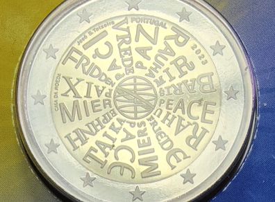 Portugal 2 Euro Base Metals Proof Coin 2023 - A Coin for Peace - 2 Euro Commemorative Coin