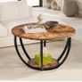 28" Round Coffee Table with Storage,2 Tier Wood Ac Image 10