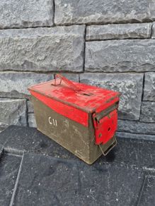 Vintage Metal Ammo Box C11  Original Military Storage