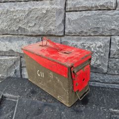 Vintage Metal Ammo Box C11  Original Military Storage