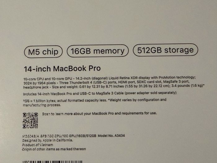 MacBook Pro 14-inch M5 16/512GB (IRISH STOCK) 10 Core CPU and 10 Core GPU Brand New Sealed 1 Year Apple Warranty RECEIPT